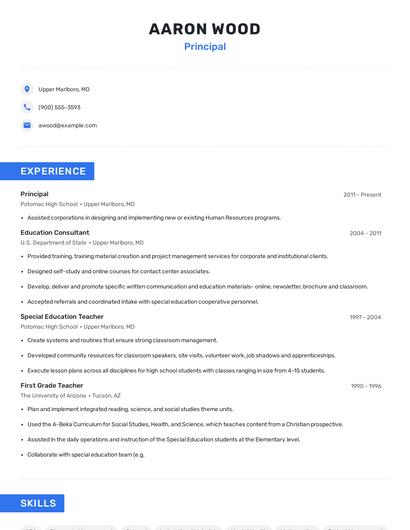 Principal Resume