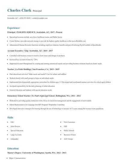 Principal Resume