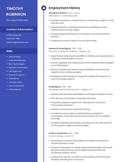 Principal Scientist Resume