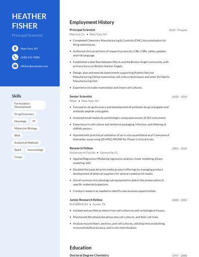 Principal Scientist Resume
