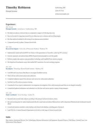 Principal Scientist Resume