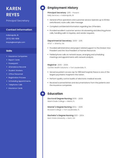 Principal Secretary Resume