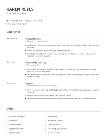 Principal Secretary Resume