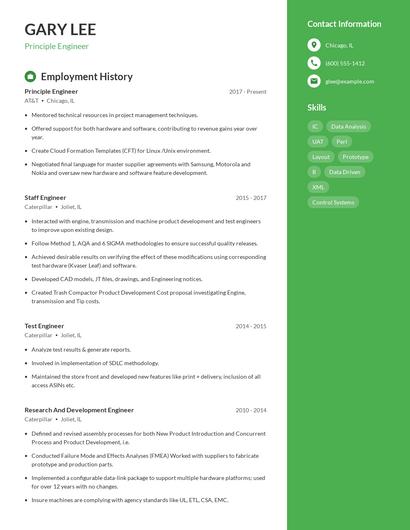 Principle Engineer Resume