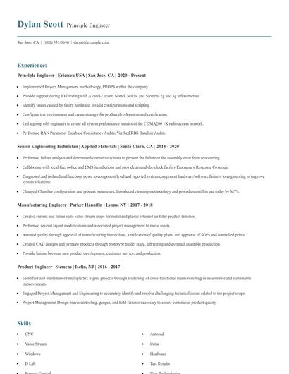 Principle Engineer Resume