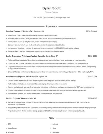 Principle Engineer Resume