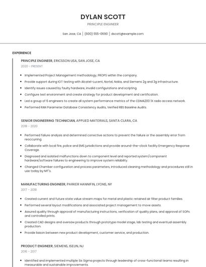 Principle Engineer Resume