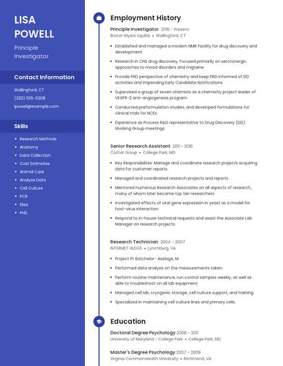 Principle Investigator Resume