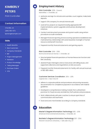 Print Controller Resume