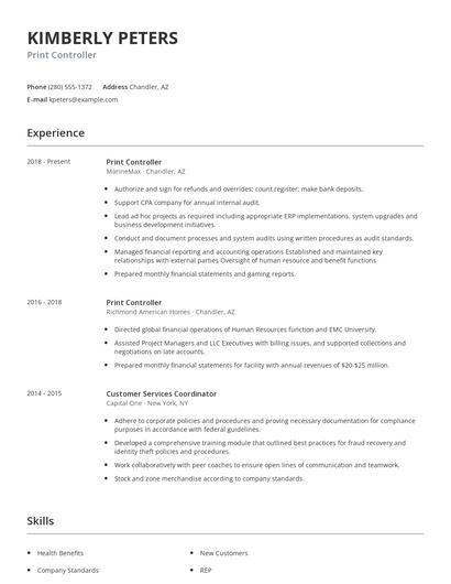 Print Controller Resume
