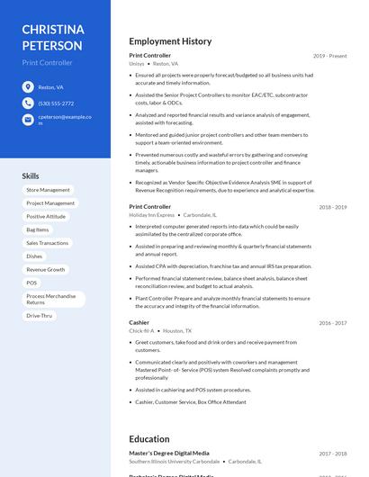 Print Controller Resume