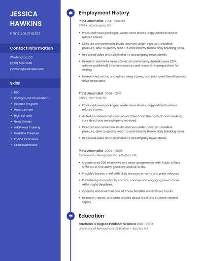 Print Journalist Resume