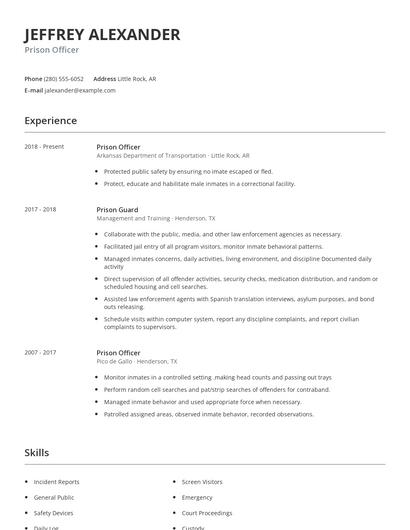 Prison Officer Resume