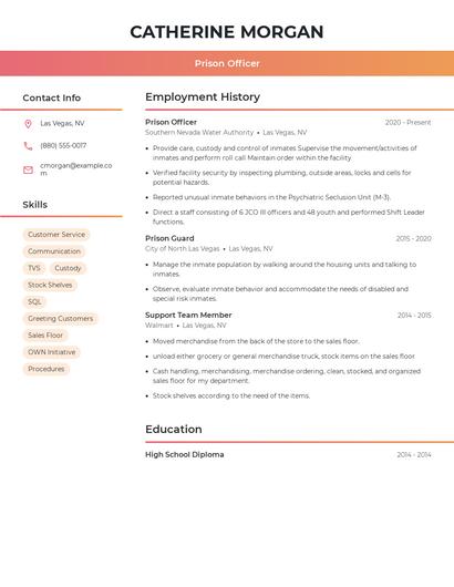 Prison Officer Resume