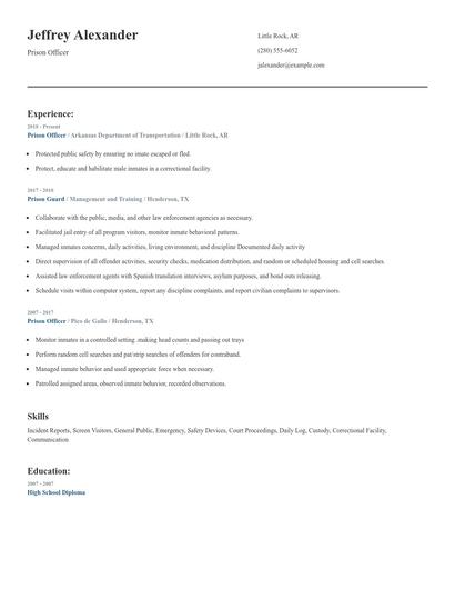 Prison Officer Resume
