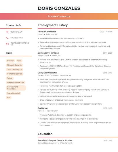 Resume example 3