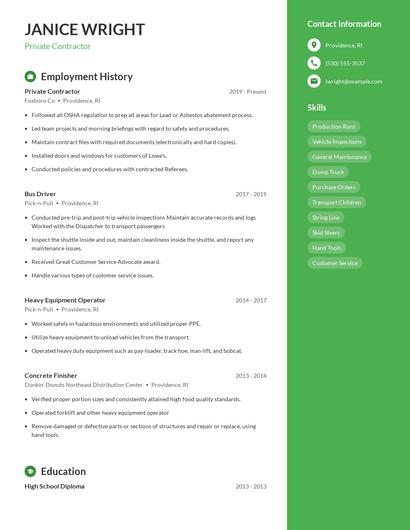Resume example 5