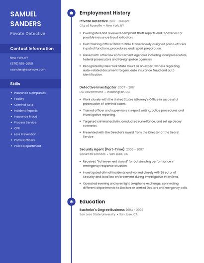 Private Detective Resume