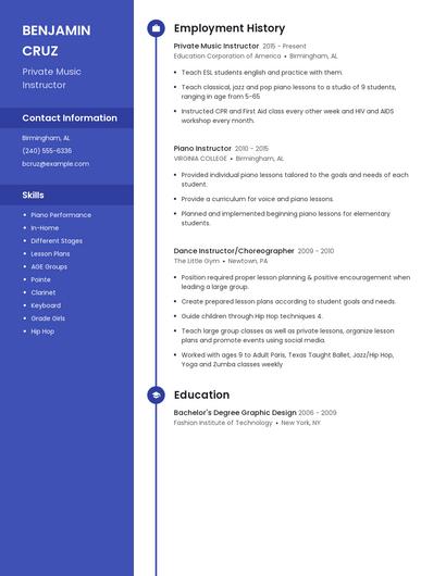 Private Music Instructor Resume