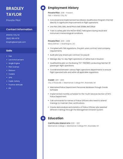 Private Pilot Resume