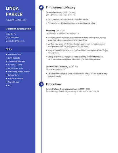 Private Secretary Resume