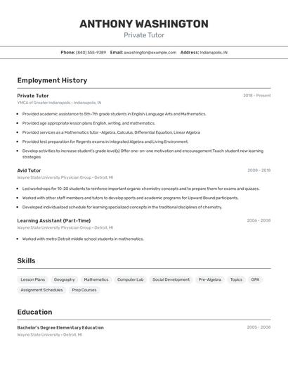 Resume example 2