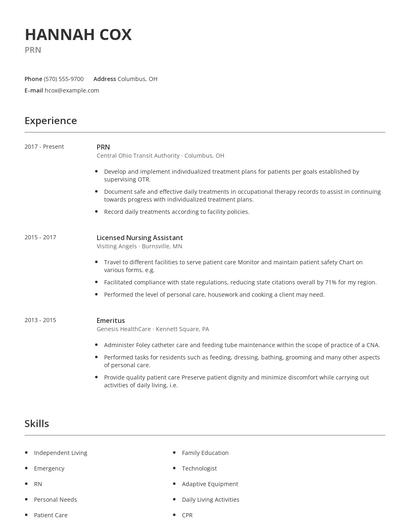 PRN Resume