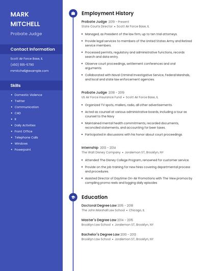 Probate Judge Resume
