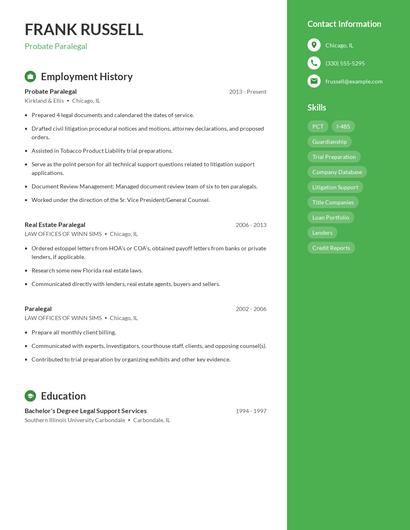Probate Paralegal Resume