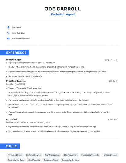 Probation Agent Resume