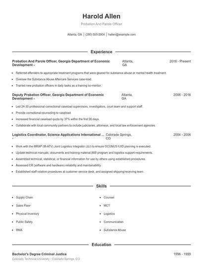 Resume example 1