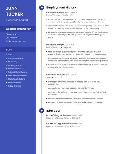 Procedure Analyst Resume
