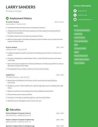 Procedure Analyst Resume