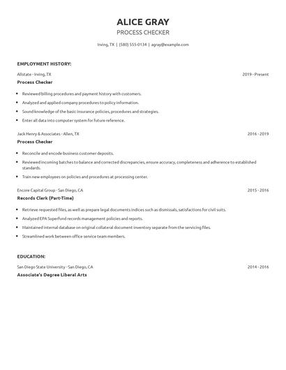 Process Checker Resume