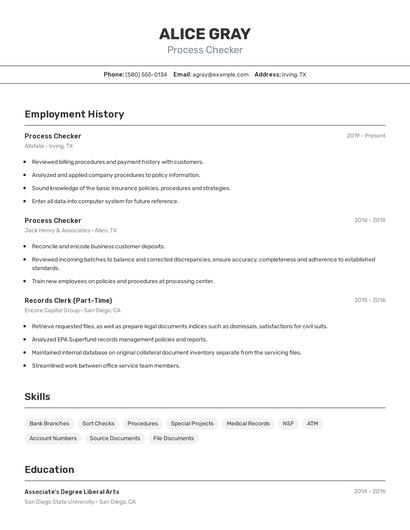 Process Checker Resume