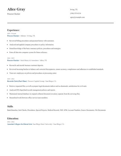 Process Checker Resume