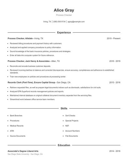 Process Checker Resume