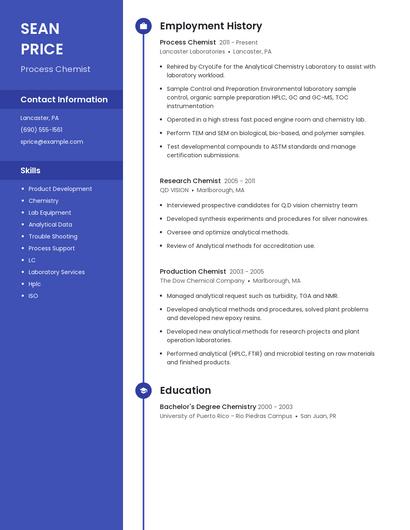 Process Chemist Resume