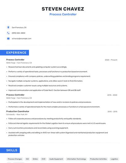 Process Controller Resume