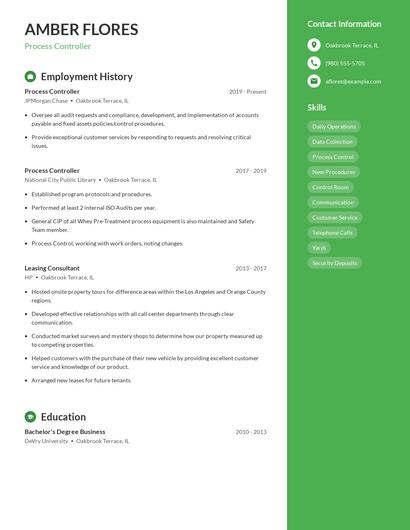 Process Controller Resume