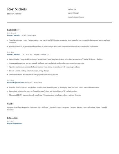Process Controller Resume