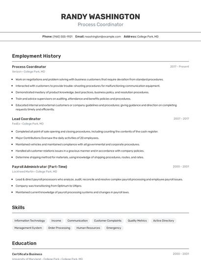 Resume example 2