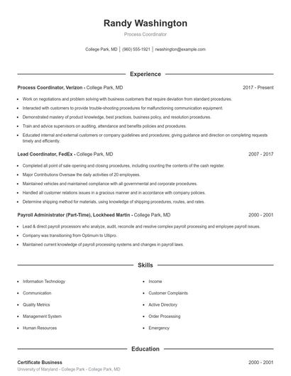 Resume example 1