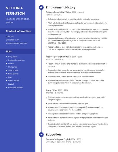 Process Description Writer Resume