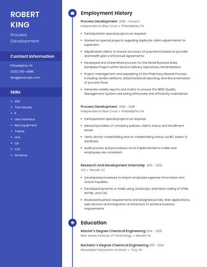 Process Development Resume