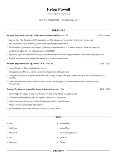 Resume example 1