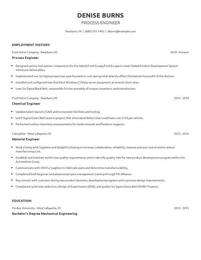 Process Engineer Resume