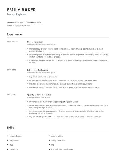 Process Engineer Resume