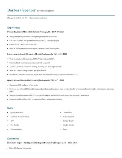 Process Engineer Resume