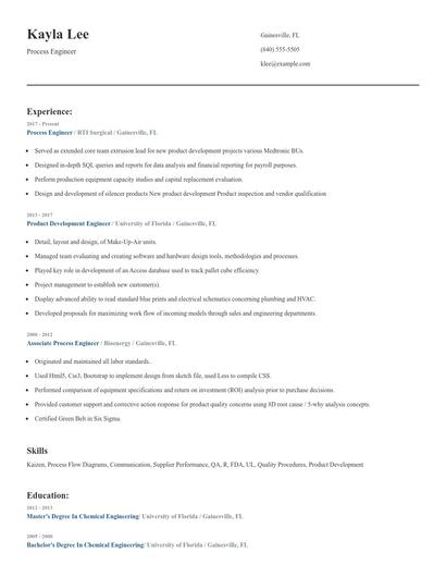 Process Engineer Resume